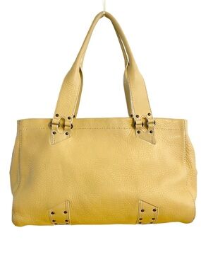 Cole Haan Yellow Pebbled Leather Shoulder Carry All Bag  EUC